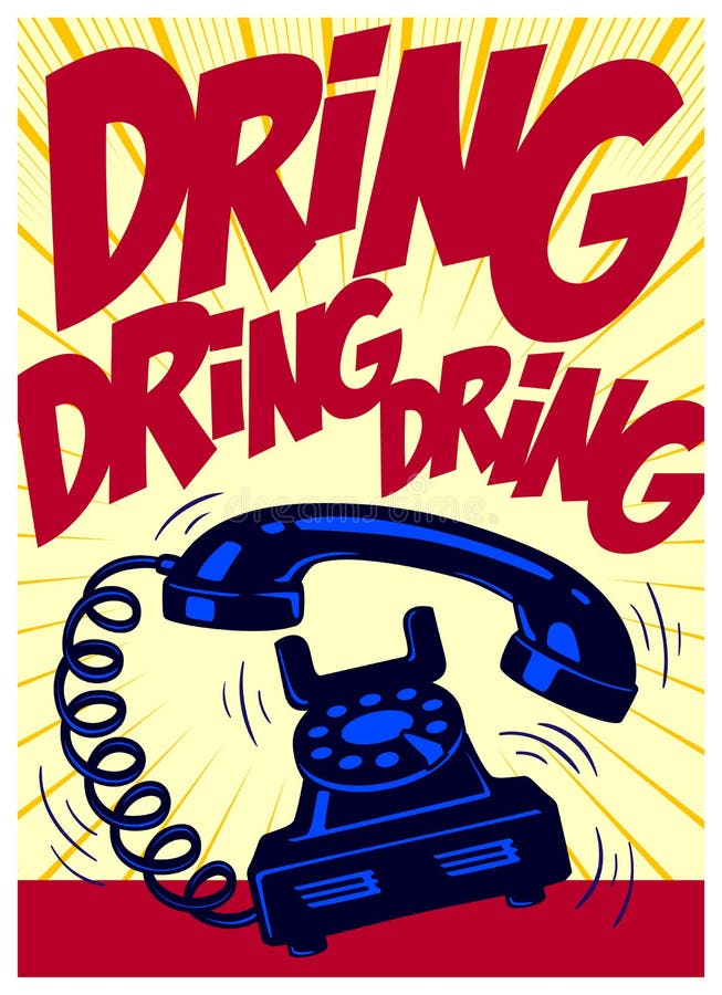 Telefone do vintage que soa alto a ilustração do vetor do estilo da banda desenhada do pop art