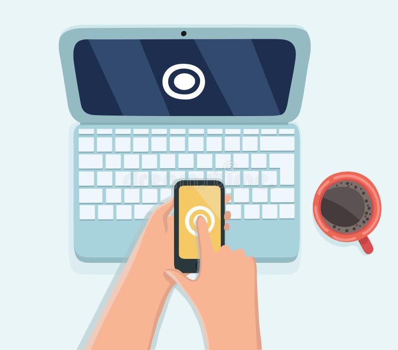 Telefone esperto da posse humana da mão com código dos sms para o fazer logon o sistema na senha do portátil do computador proteg ilustração royalty free Telefone esperto da posse humana da mão com código dos sms para o fazer logon o sistema na senha do portátil do computador proteg ilustração royalty free