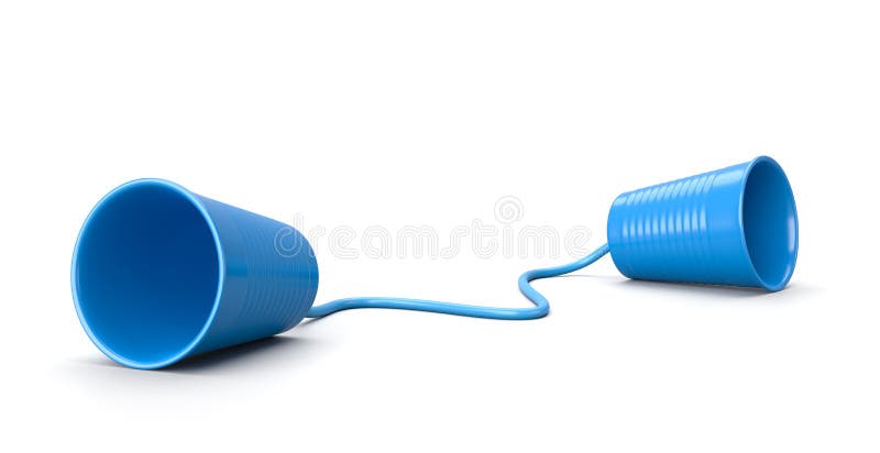 Telefone plástico do copo isolado no branco, conceito de uma comunicação ilustração stock Telefone plástico do copo isolado no branco, conceito de uma comunicação ilustração stock