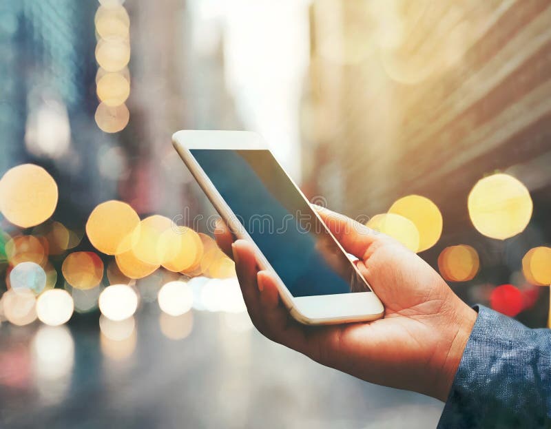Telefono cellulare in città. immagine generativa royalty illustrazione gratis