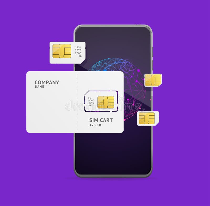 Telefono cellulare 3d realistico e dettagliato e scheda sim diversa. vettore illustrazione vettoriale
