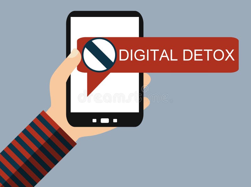 Telefono cellulare: Disintossicazione di Digital - progettazione piana illustrazione di stock Telefono cellulare: Disintossicazione di Digital - progettazione piana illustrazione di stock