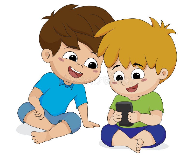 Telefono del gioco del bambino con l'amico