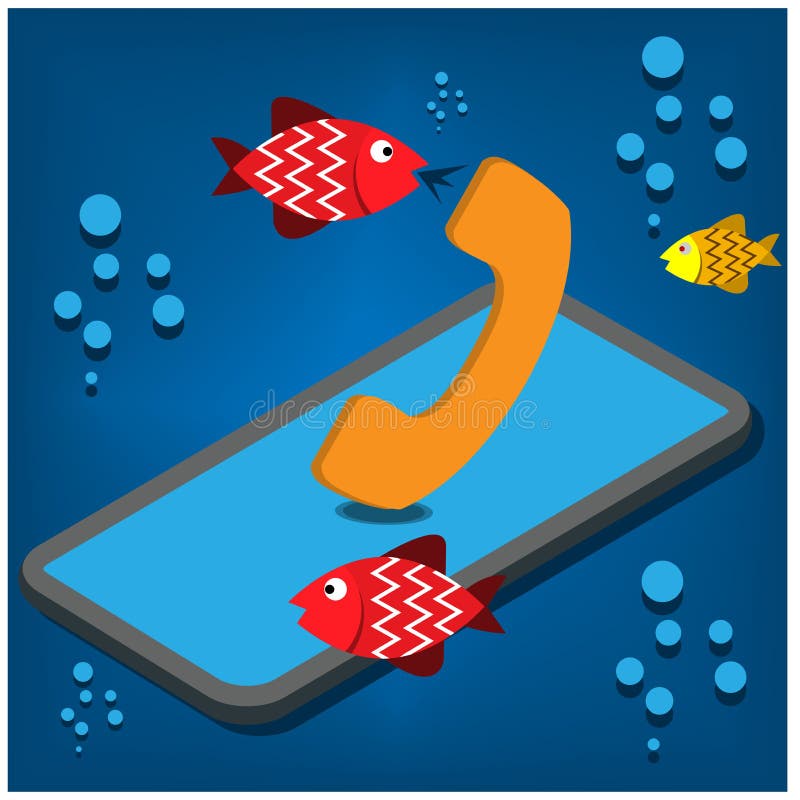 Telefono di resistenza all'acqua chiamata del pesce in acqua Progettazione dell'illustrazione di vettore illustrazione di stock Telefono di resistenza all'acqua chiamata del pesce in acqua Progettazione dell'illustrazione di vettore illustrazione di stock