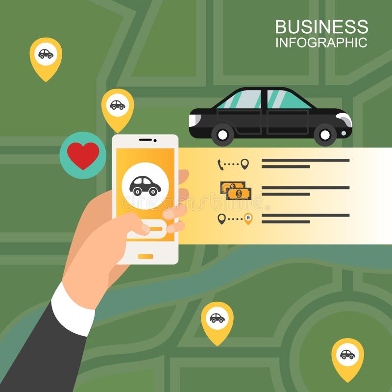 Telefono maschio della tenuta della mano con l'applicazione di servizio di noleggio del taxi royalty illustrazione gratis Telefono maschio della tenuta della mano con l'applicazione di servizio di noleggio del taxi royalty illustrazione gratis