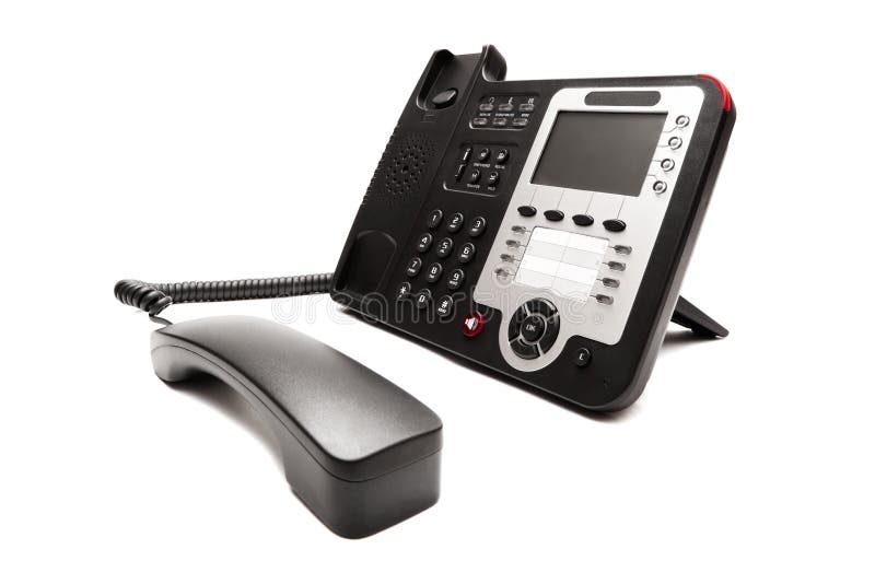 Telefono nero isolato su sfondo bianco immagine stock libera da diritti