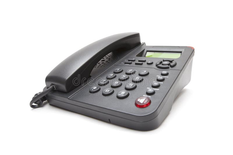 Telefono nero isolato su sfondo bianco fotografie stock libere da diritti