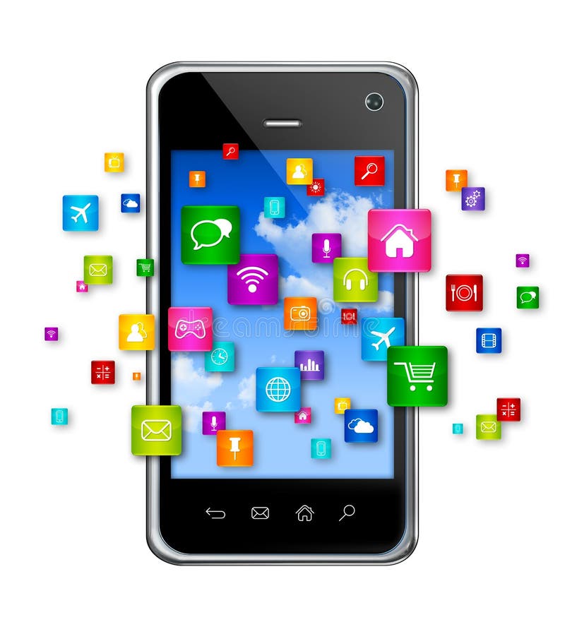 Telefonu Komórkowego i latania apps ikony royalty ilustracja