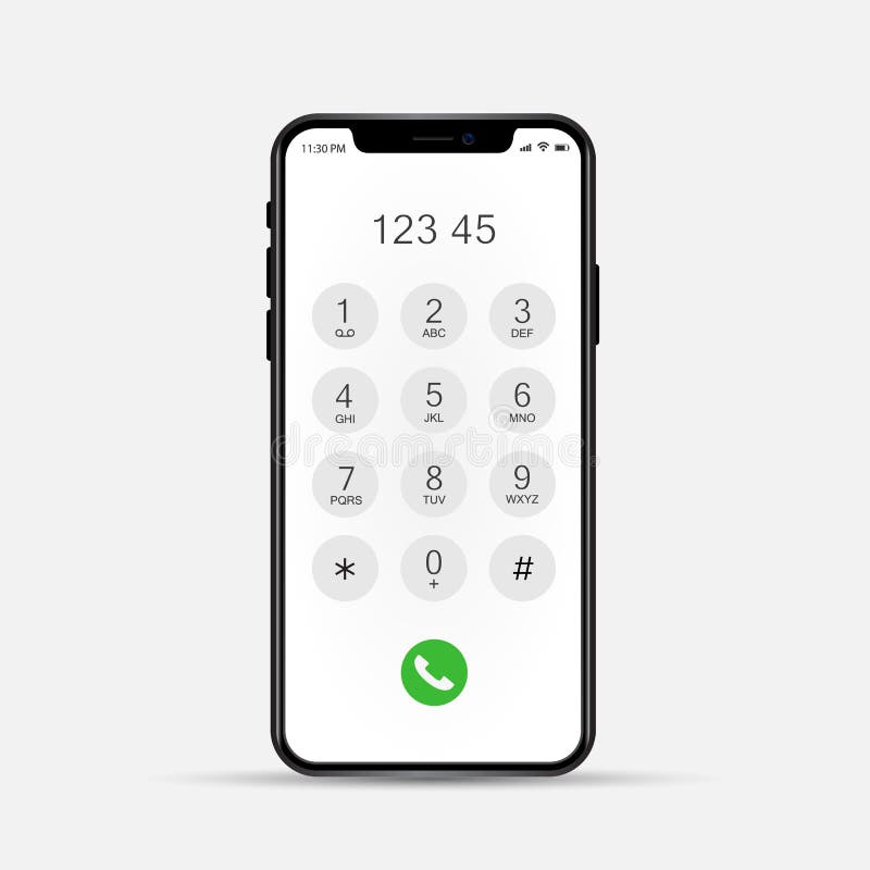 Telefonuppringningsskärm. skärmknappsats med nummer för mobiltelefon.