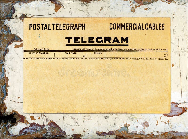 Telegram on Grungy Painted Wood