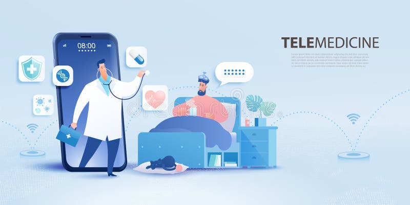 Telemedicine Concept Banner. Female Patient Consulting Doctor