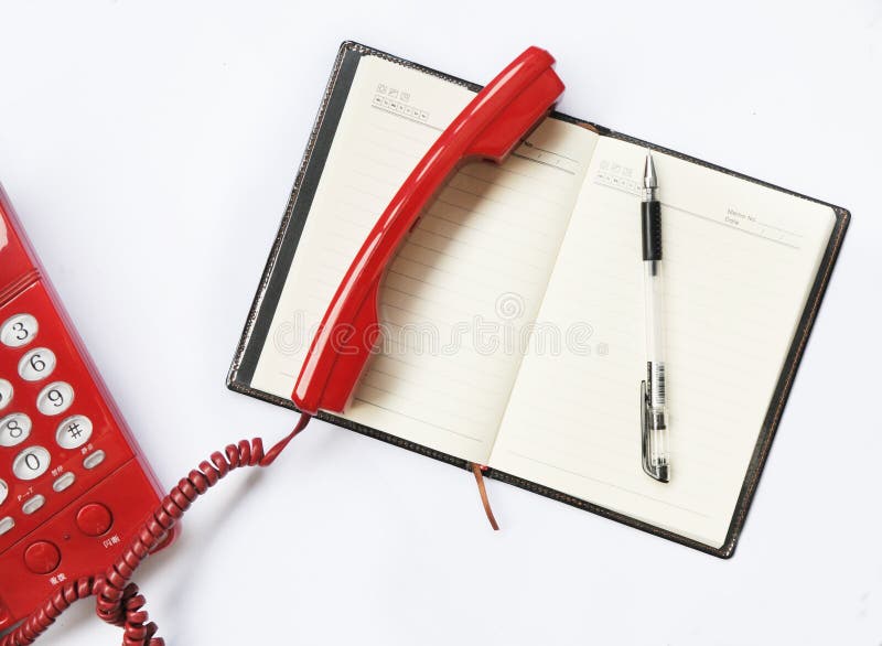 The telephone and ball pen stock image. Image of connection 7671133