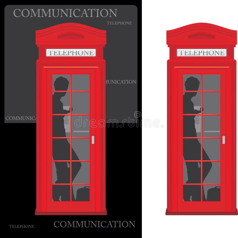 Telephone box isolated on the white and black