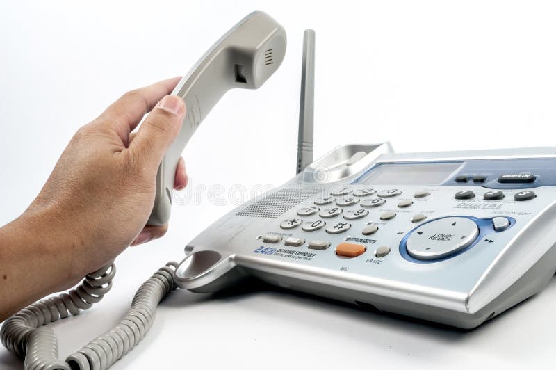 Telephone with hand royalty free stock photo