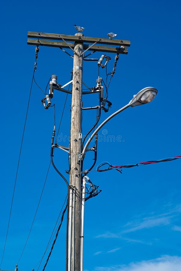 Telephone Pole With Street Lamp