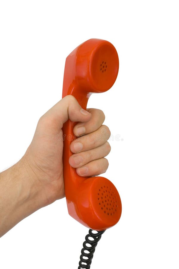 Telephone receiver in hand