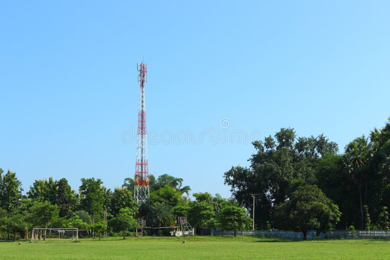 Telephone Tower in the Park Stock Image Image of antenna, perspective