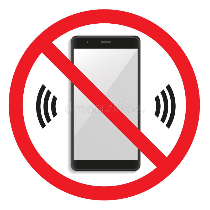 Telephone warning stop sign icon. Push button phone turn off royalty free illustration