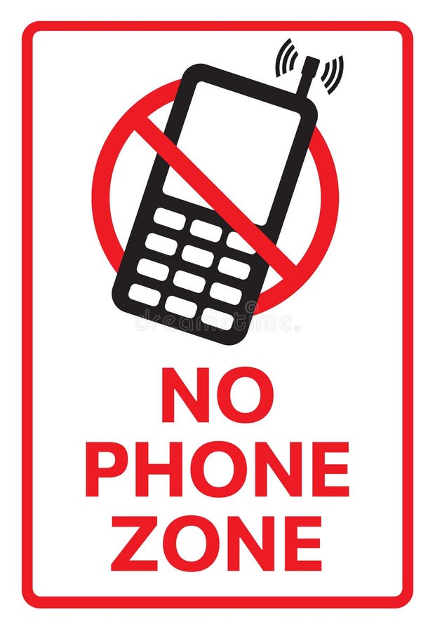 Telephone Warning Stop Sign Icon. with Text NO PHONE ZONE Stock Vector