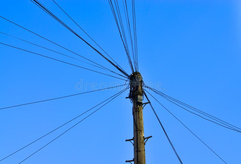 Telephone wire on a pole stock image. Image of electricity 58132929