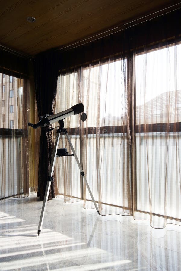Telescope In Living Room Interior Stock Photo Image of metal, pink