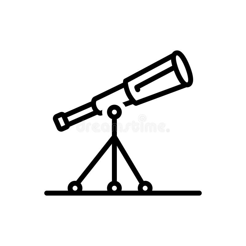 Black line icon for Telescope, discovery and astronomy royalty free illustration