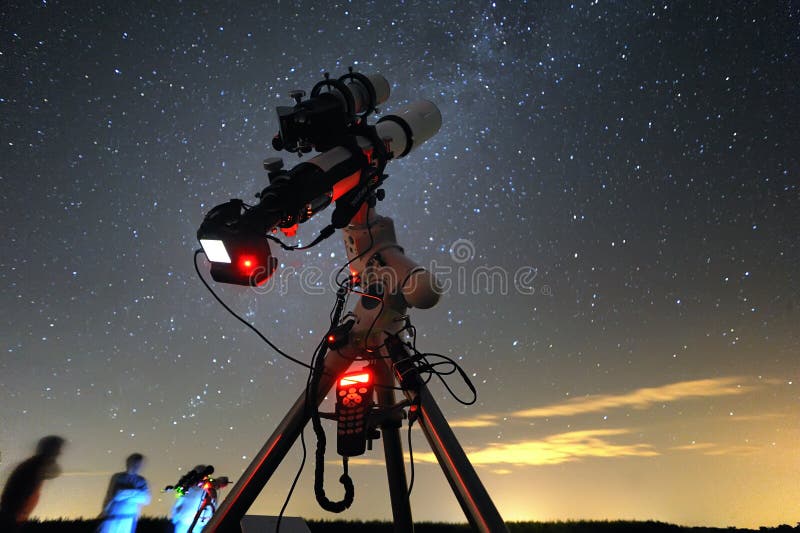 Telescope Under The Night Sky Stock Image Image 10254049