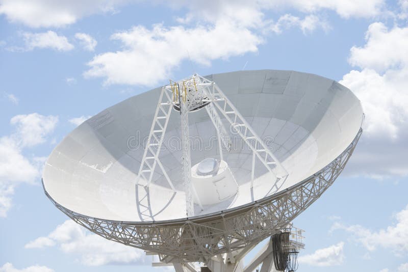 Construction building of telescope dish in outback Australia for astronomical science, research and search for other planets, galaxies and sign of life in the universe, with blue sky and clouds as background and copy space. Construction building of telescope dish in outback Australia for astronomical science, research and search for other planets, galaxies and sign of life in the universe, with blue sky and clouds as background and copy space.