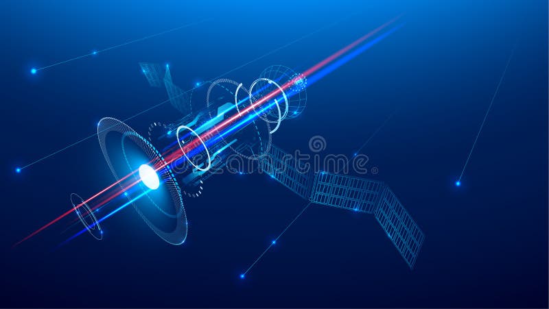 Teletechniczna satelita lata w przestrzeni nad ziemia ilustracja wektor Teletechniczna satelita lata w przestrzeni nad ziemia ilustracja wektor