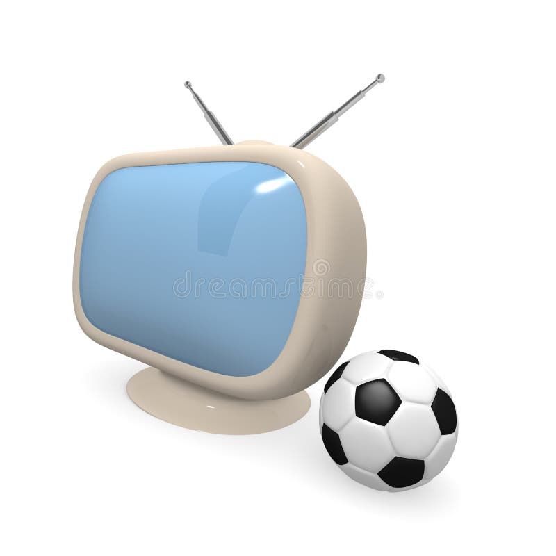 Futebol na televisão 3d ilustração stock. Ilustração de direto