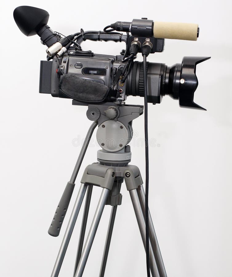 Television camcorder on a tripod