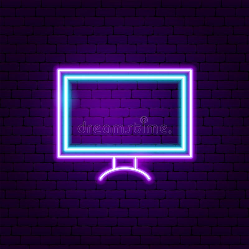 Television Neon Logo. Glow in the Dark. Electric Theme Season. Party