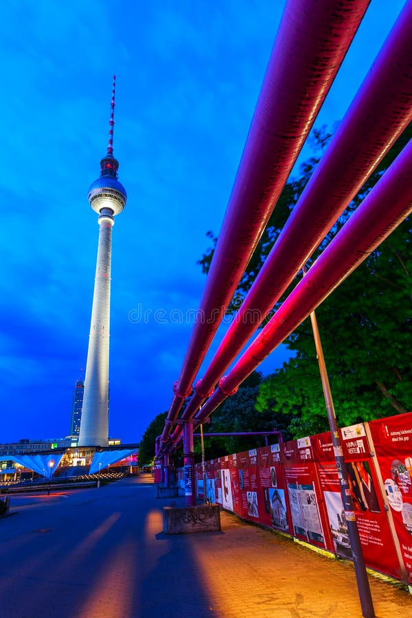 Television tower of Berlin, Germany, at night