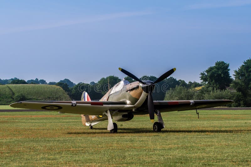 TELFORD, Regno Unito, il 10 giugno 2018 - RAF Hawker Hurricane sta sulla a fotografia stock libera da diritti TELFORD, Regno Unito, il 10 giugno 2018 - RAF Hawker Hurricane sta sulla a fotografia stock libera da diritti