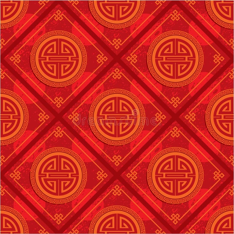 Red Oriental Chinese Seamless Tile - Grunge is Removable in Vector Format. Red Oriental Chinese Seamless Tile - Grunge is Removable in Vector Format
