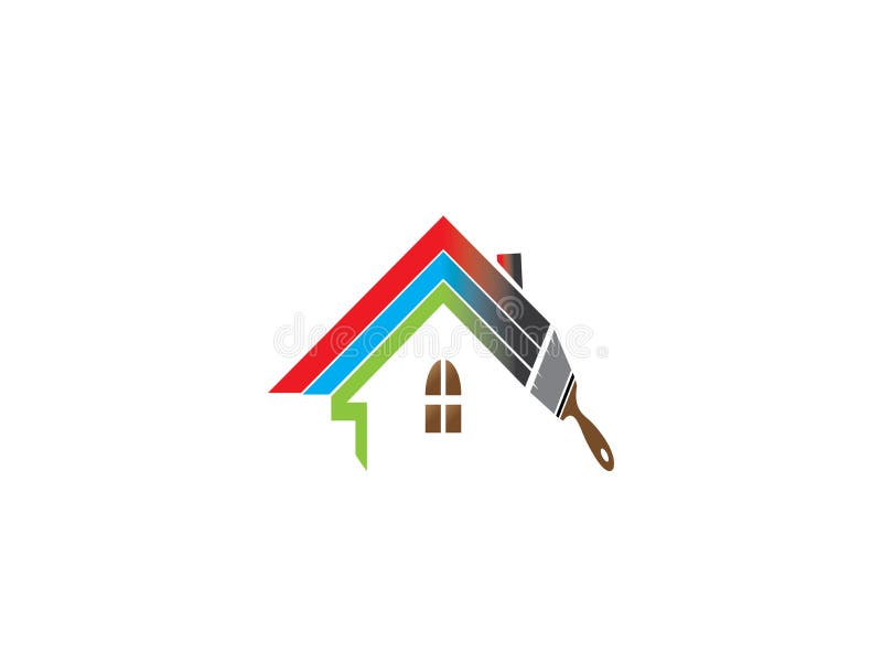 Telhado ou casa da casa da pintura da escova com os multicolors para o projeto do logotipo ilustração royalty free Telhado ou casa da casa da pintura da escova com os multicolors para o projeto do logotipo ilustração royalty free