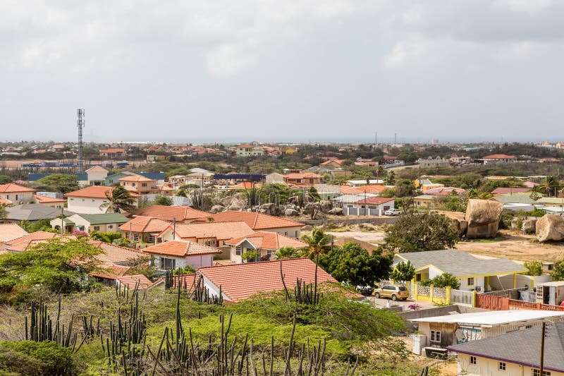 Colorful houses on the arid, yet tropical island of Aruba. Colorful houses on the arid, yet tropical island of Aruba