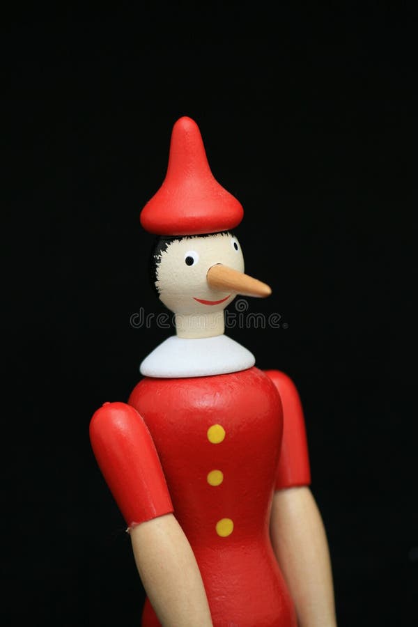 Wooden puppet with long nose. Little marionette stock images, royalty-free photos and pictures