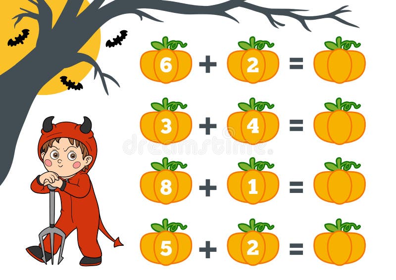 Tellend Spel voor Kinderen Halloween-karakters, duivel stock illustratie Tellend Spel voor Kinderen Halloween-karakters, duivel stock illustratie