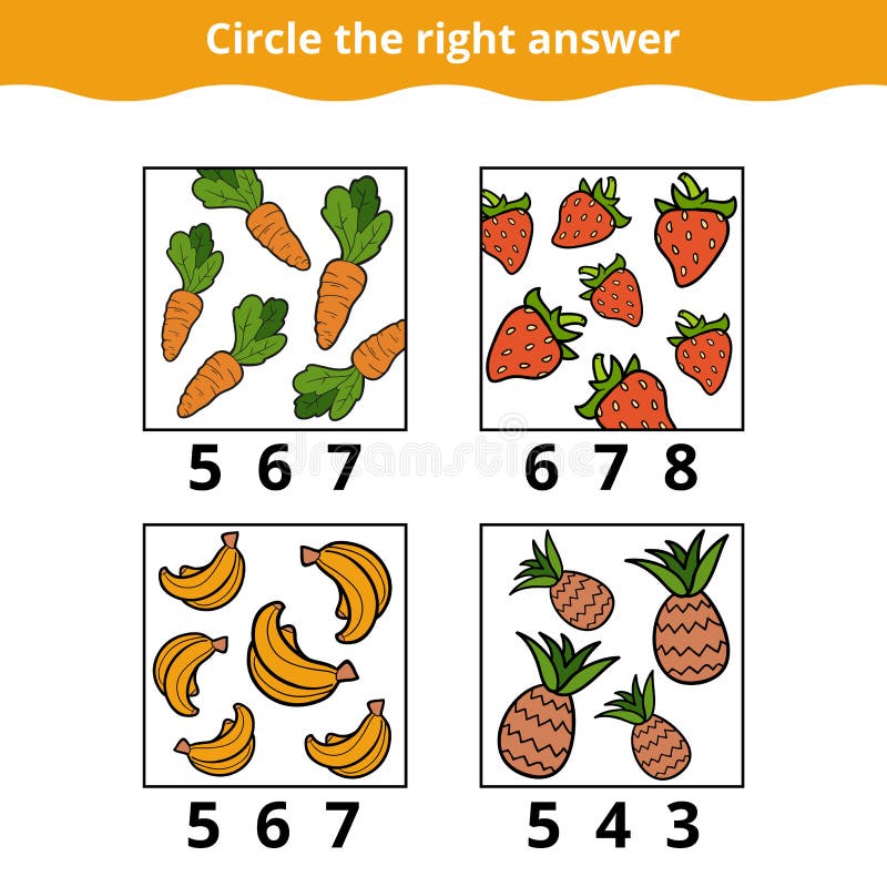Tellend Spel voor Kinderen over vruchten en groenten stock illustratie Tellend Spel voor Kinderen over vruchten en groenten stock illustratie