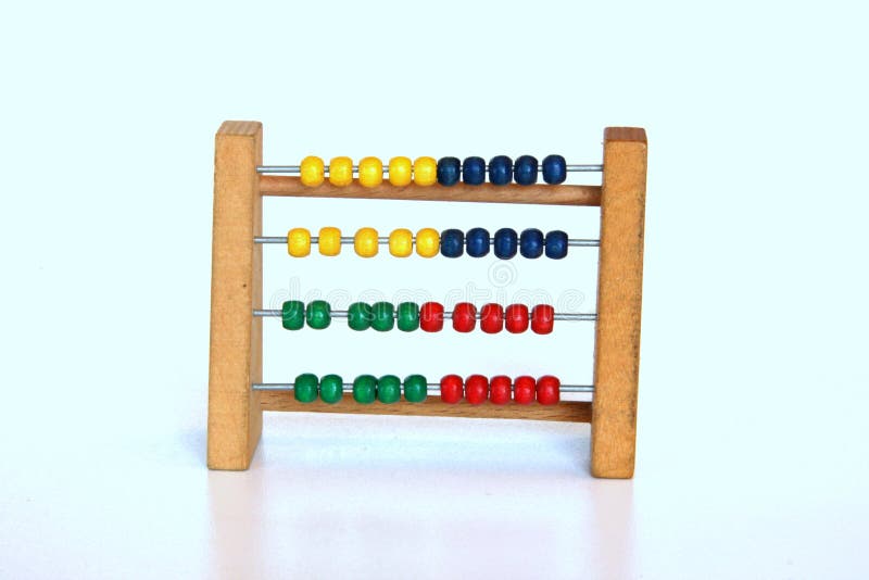 Using a tiny abacus to count. Using a tiny abacus to count