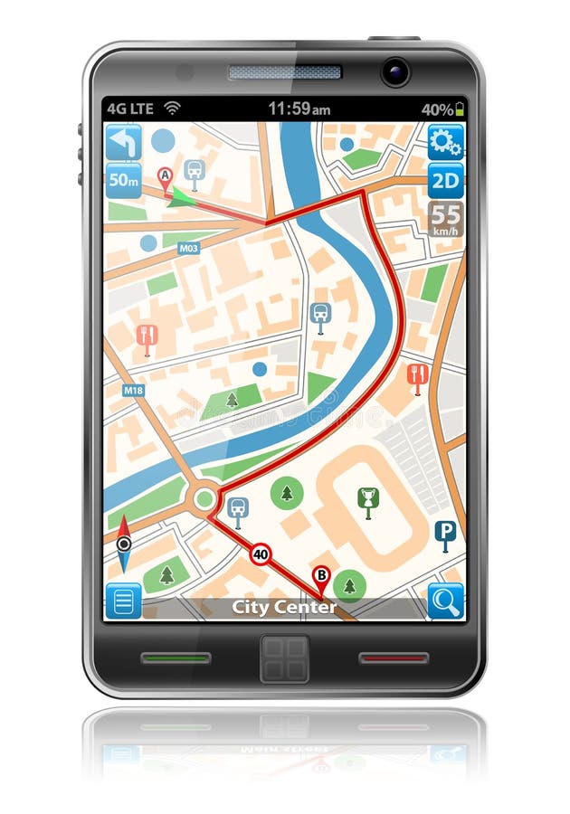 Teléfono elegante con la aplicación de la navegación del GPS