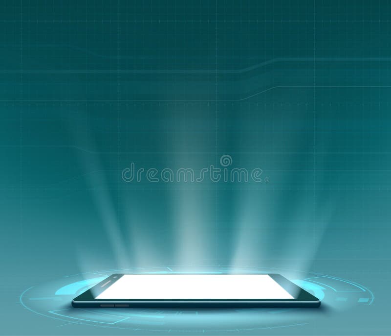 Teléfono inteligente con pantalla en blanco Interfaz de usuario HUD futurista libre illustration