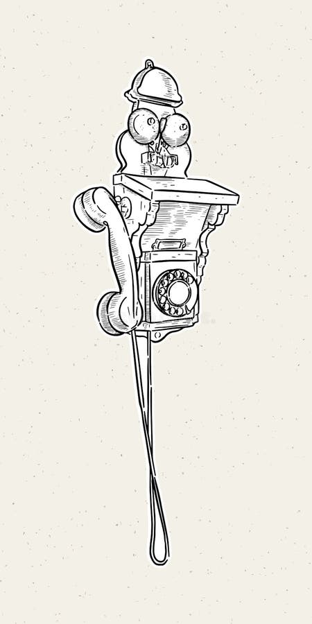 Teléfono vintage, vector de dibujo a mano libre illustration Teléfono vintage, vector de dibujo a mano libre illustration