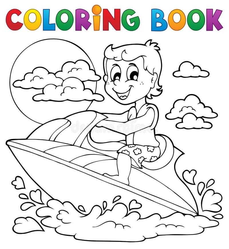 Tema 2 del deporte acuático del libro de colorear ilustración del vector Tema 2 del deporte acuático del libro de colorear ilustración del vector