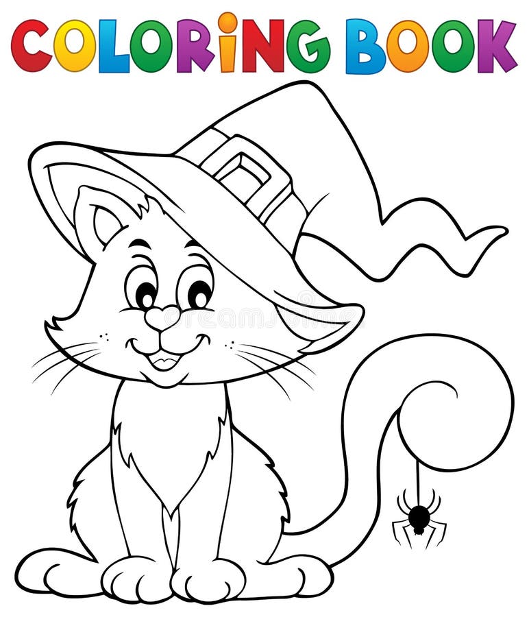 Tema 2 Del Gato De Halloween Del Libro De Colorear Ilustración del Vector -  Ilustración de halloween, drenaje: 75137135