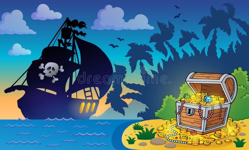 Pecho de tesoro grande stock de ilustración. Ilustración de grande