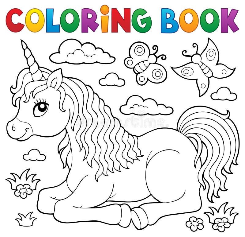 Tema di menzogne 1 dell'unicorno del libro da colorare