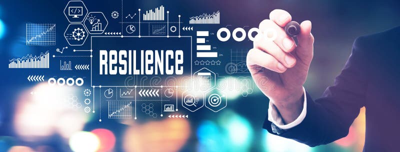 Tema di resilienza con un imprenditore che tiene un marcatore fotografia stock libera da diritti