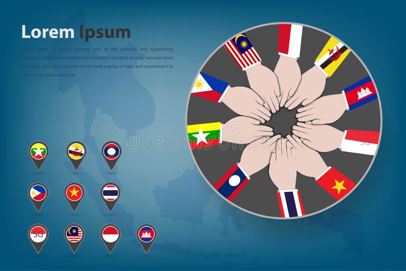 Tema do corpotation da comunidade econômica do Asean (CEA) no estilo ilustração royalty free Tema do corpotation da comunidade econômica do Asean (CEA) no estilo ilustração royalty free
